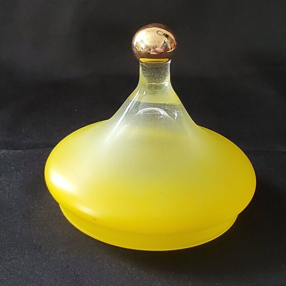 VTG Lemon Yellow Empoli MCM Circus Tent Bonbonniere Apothecary Lidded Jar 8.5" - Picture 3 of 16
